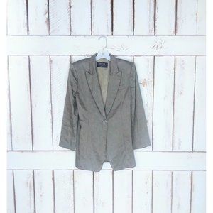 Vintage Dana Buchman brown pinstriped linen blend blazer jacket